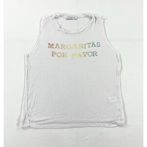 Daydreamer Margaritas Por Favor Vintage Style Tank White Women's S Boho Coastal
